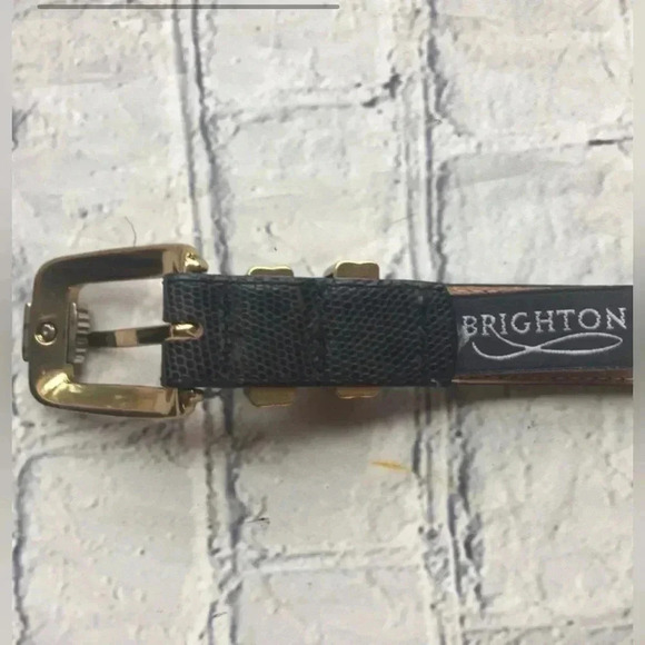 Brighton Women’s Black Reptile Embossed Belt with Gold Silver Tone Buckle 34 - Picture 5 of 16